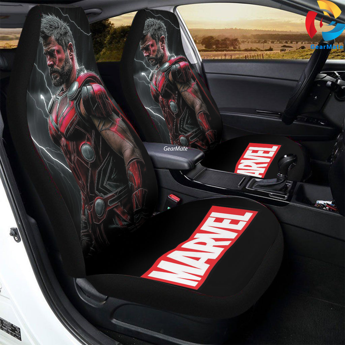 Marvel Thor Car Seat Covers – High Quality Graphic and Polar Fleece Protector Set