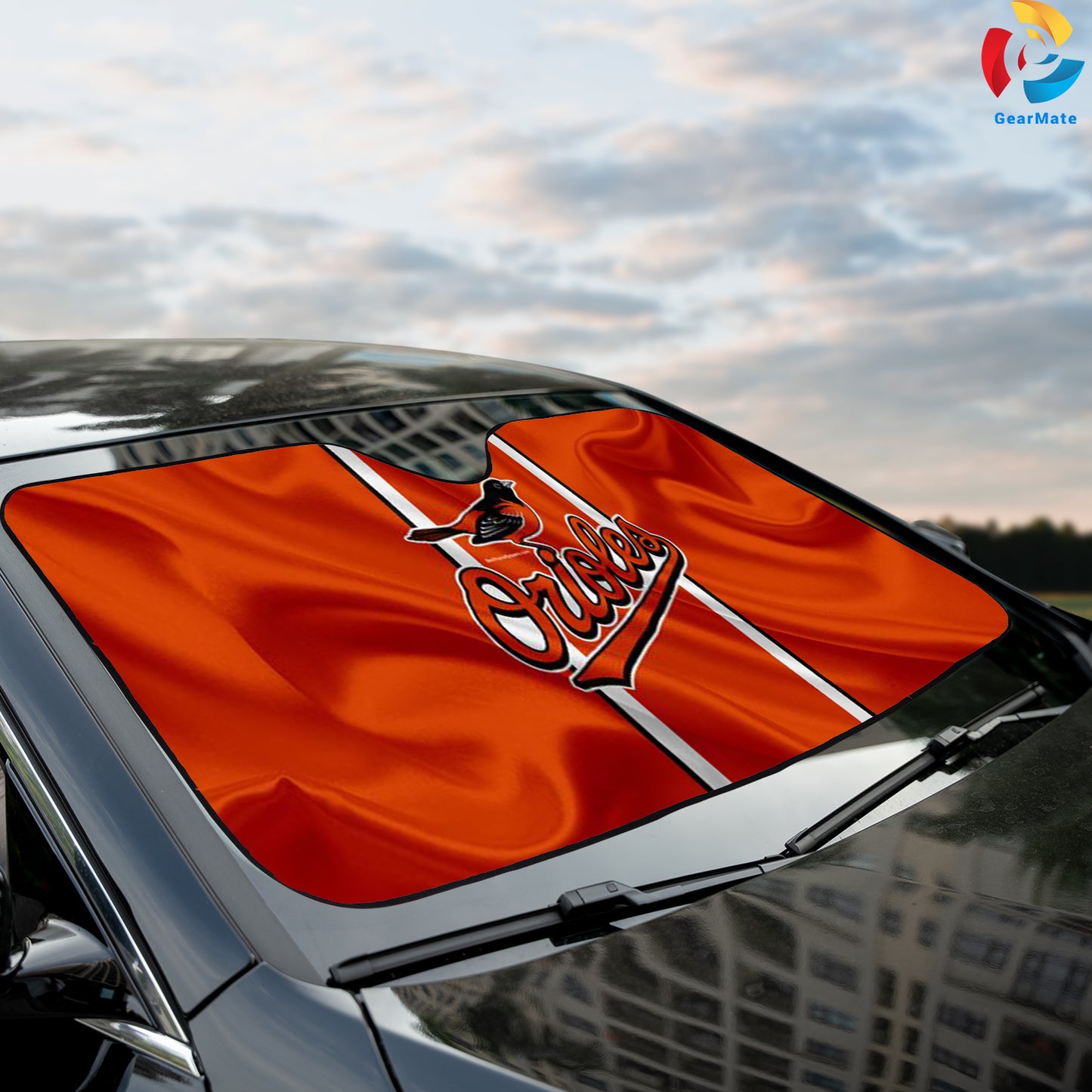 Baltimore Orioles Reflective Car Sunshade – Premium Heat & UV Protection, Universal Fit