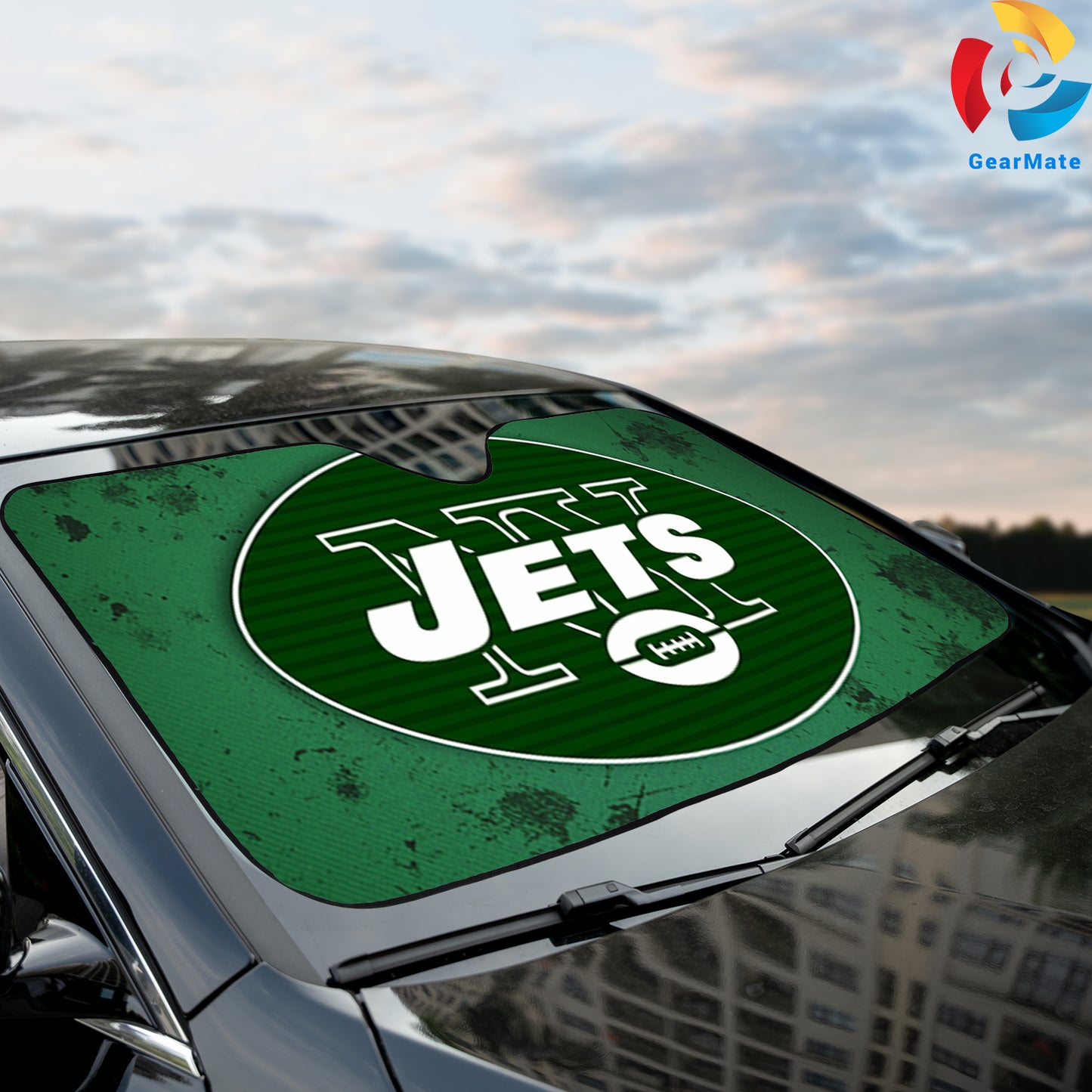 New York Jets NFL Football Car Cover Reflective Car Sunshade – Premium Heat & UV Protection, Universal Fit