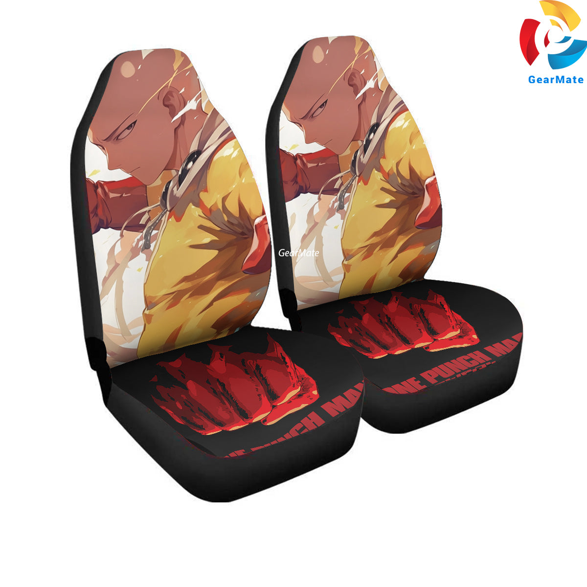 Saitama Anime Power One Punch Man Car Seat Covers – High Quality Graphic and Polar Fleece Protector Set