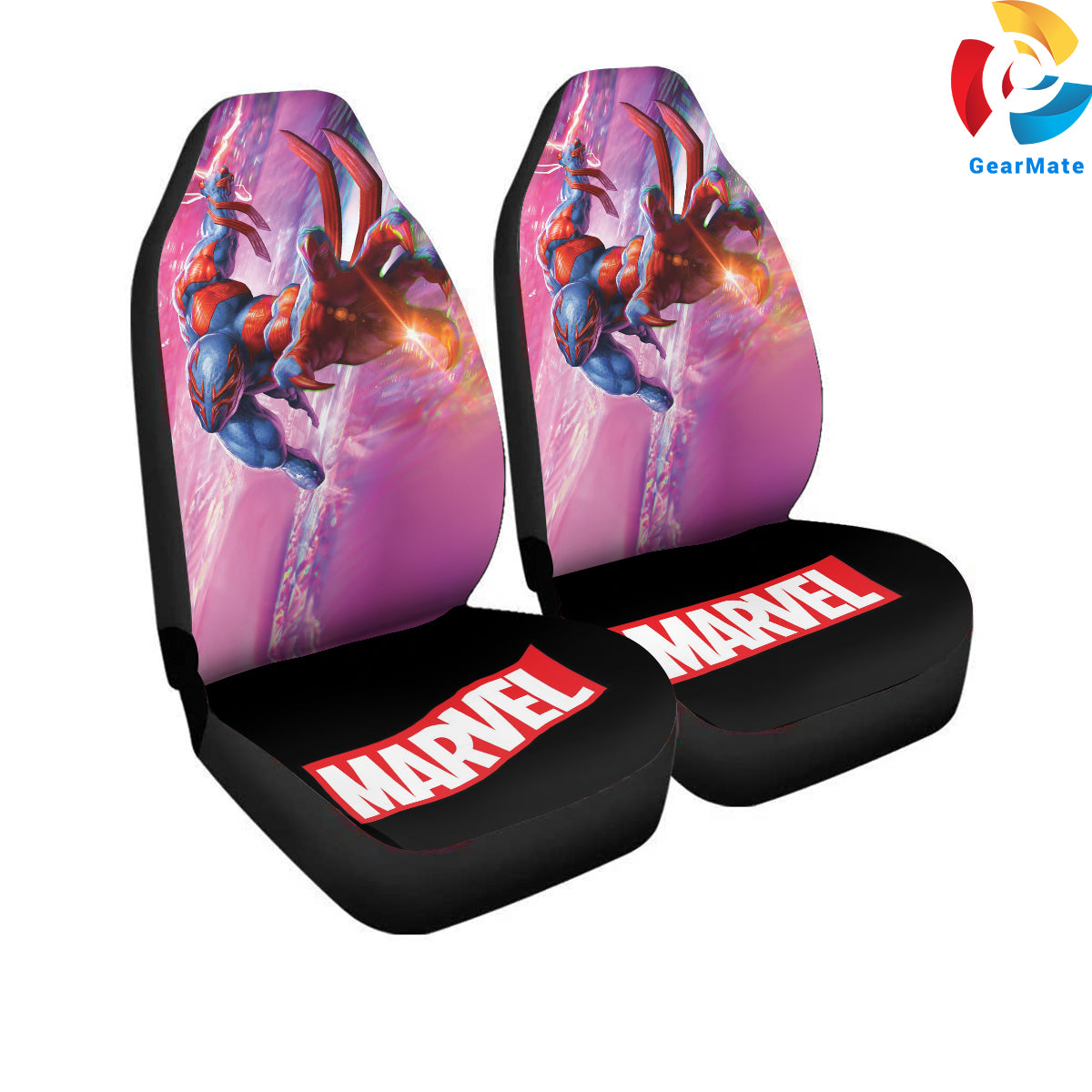 Marvel Spiderman Marvel Merch Car Seat Covers – High Quality Graphic and Polar Fleece Protector Set