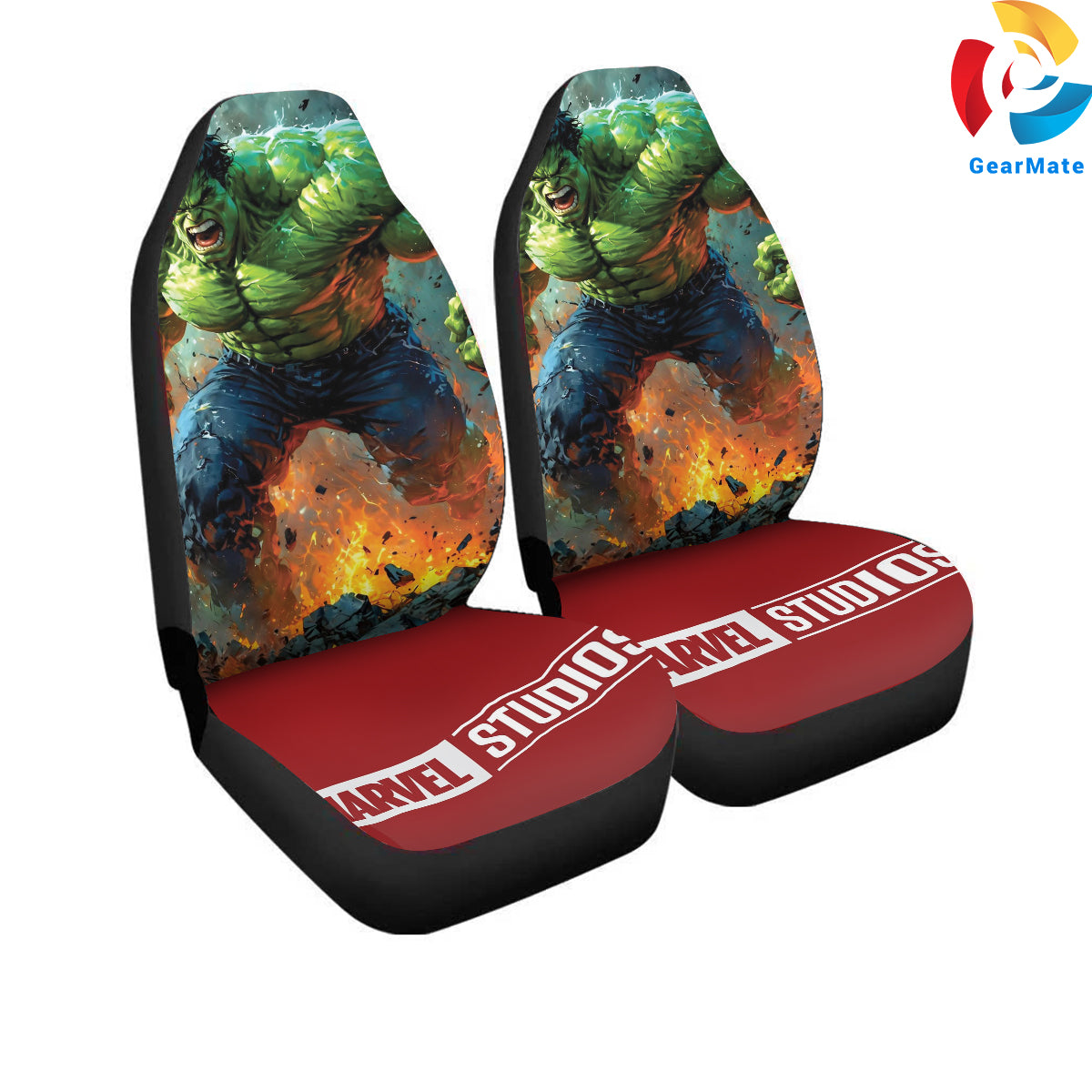 Marvel Hulk Action Car Seat Covers – High Quality Graphic and Polar Fleece Protector Set