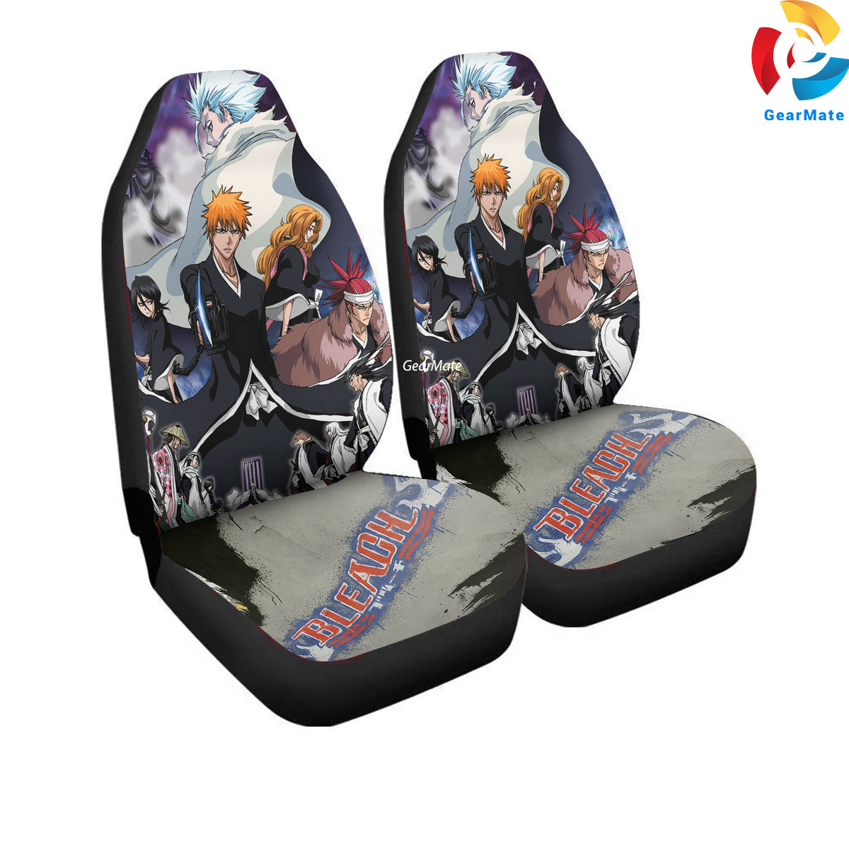 Ichogo with Gotei Bleach Background Car Seat Covers – High Quality Graphic and Polar Fleece Protector Set