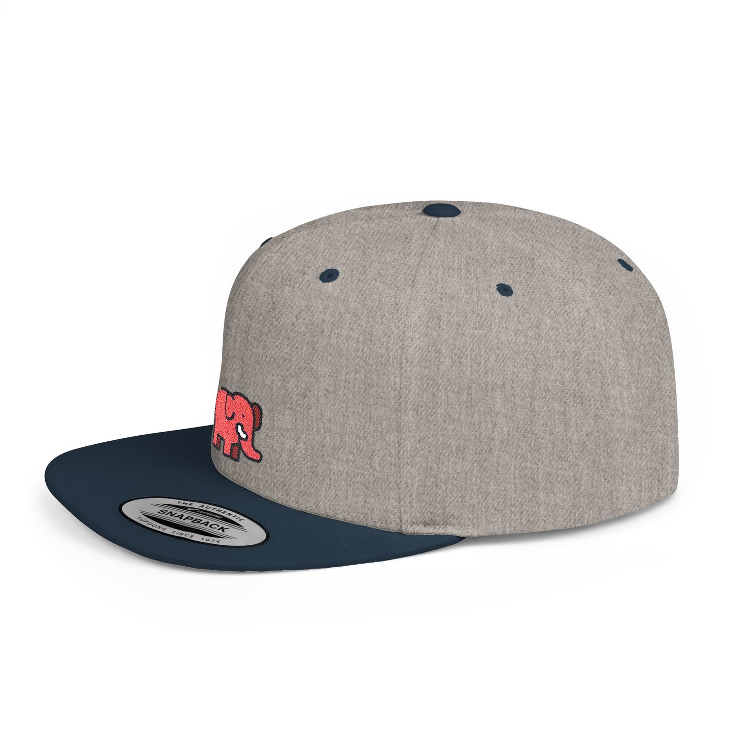 Icons Embroidered Red Elephant Flat Bill Snapback – Lightweight, Custom Fit, Premium Quality
