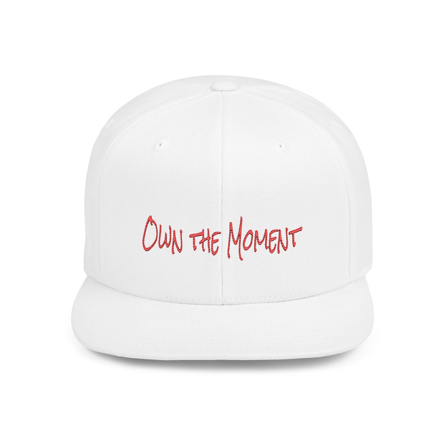 Text Own the Moment Flat Bill Snapback – Lightweight, Custom Fit, Premium Quality