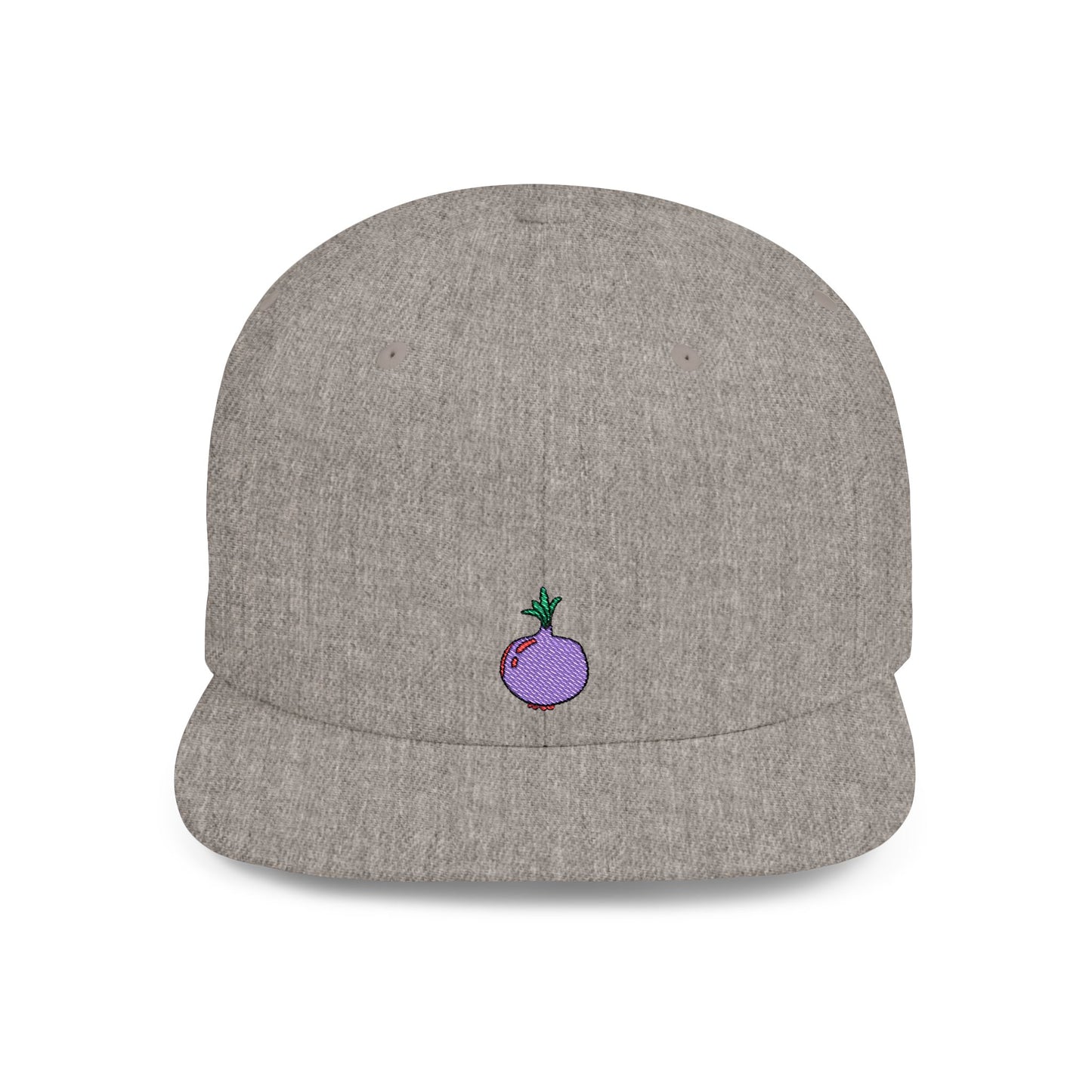 Icons Embroidered Purple Onion Flat Bill Snapback – Lightweight, Custom Fit, Premium Quality