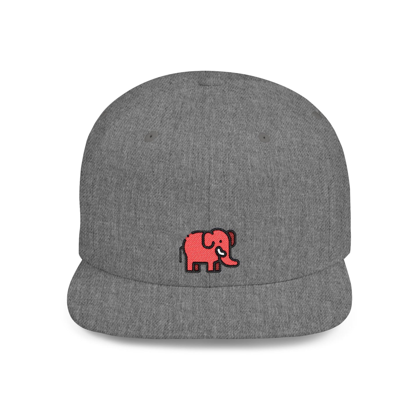 Icons Embroidered Red Elephant Flat Bill Snapback – Lightweight, Custom Fit, Premium Quality