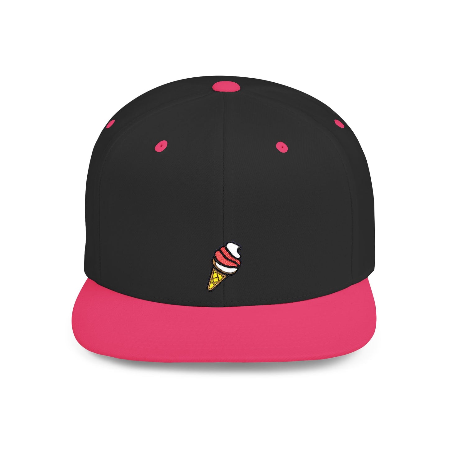 Icons Embroidered Ice Cream Cone Flat Bill Snapback – Lightweight, Custom Fit, Premium Quality