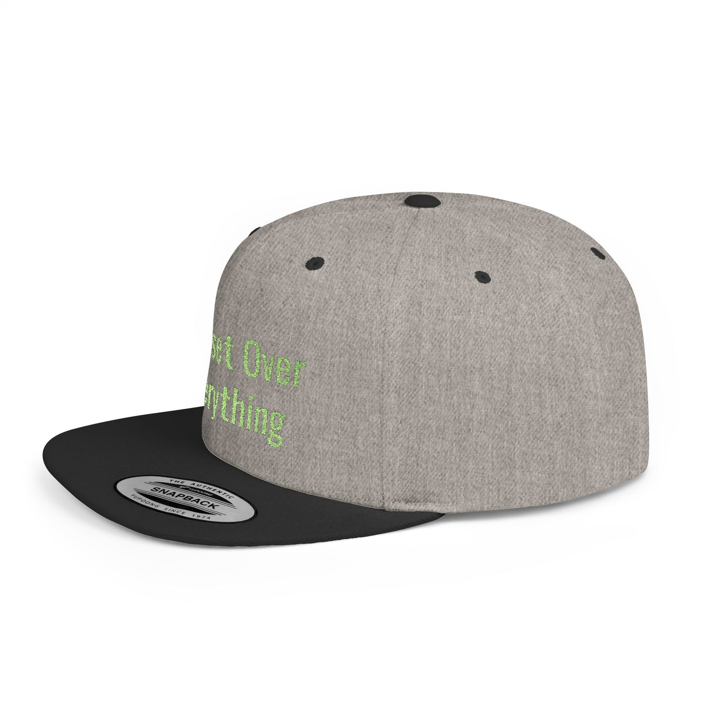 Text Mindset Over Everything Flat Bill Snapback – Lightweight, Custom Fit, Premium Quality