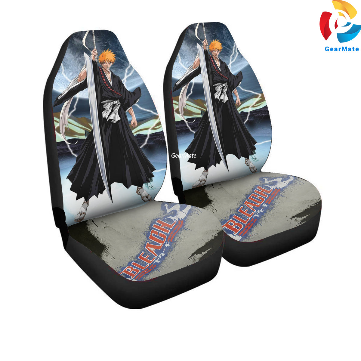 Bleach Ichigo Kurosaki Car Seat Covers – High Quality Graphic and Polar Fleece Protector Set