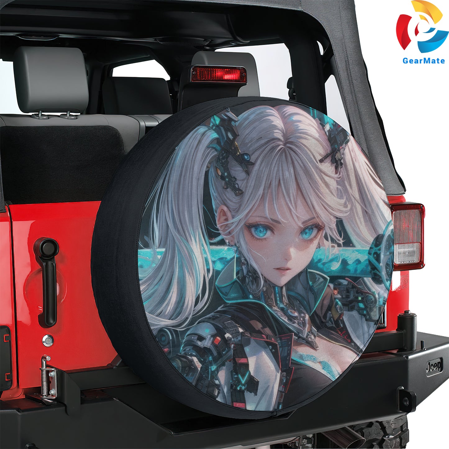 Cyberpunk Anime Girl Sci-fi Spare Tire Cover – Premium Waterproof UV Resistant Protector
