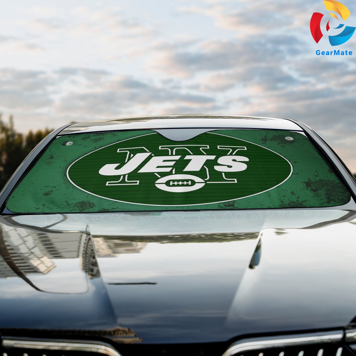 New York Jets NFL Football Car Cover Reflective Car Sunshade – Premium Heat & UV Protection, Universal Fit