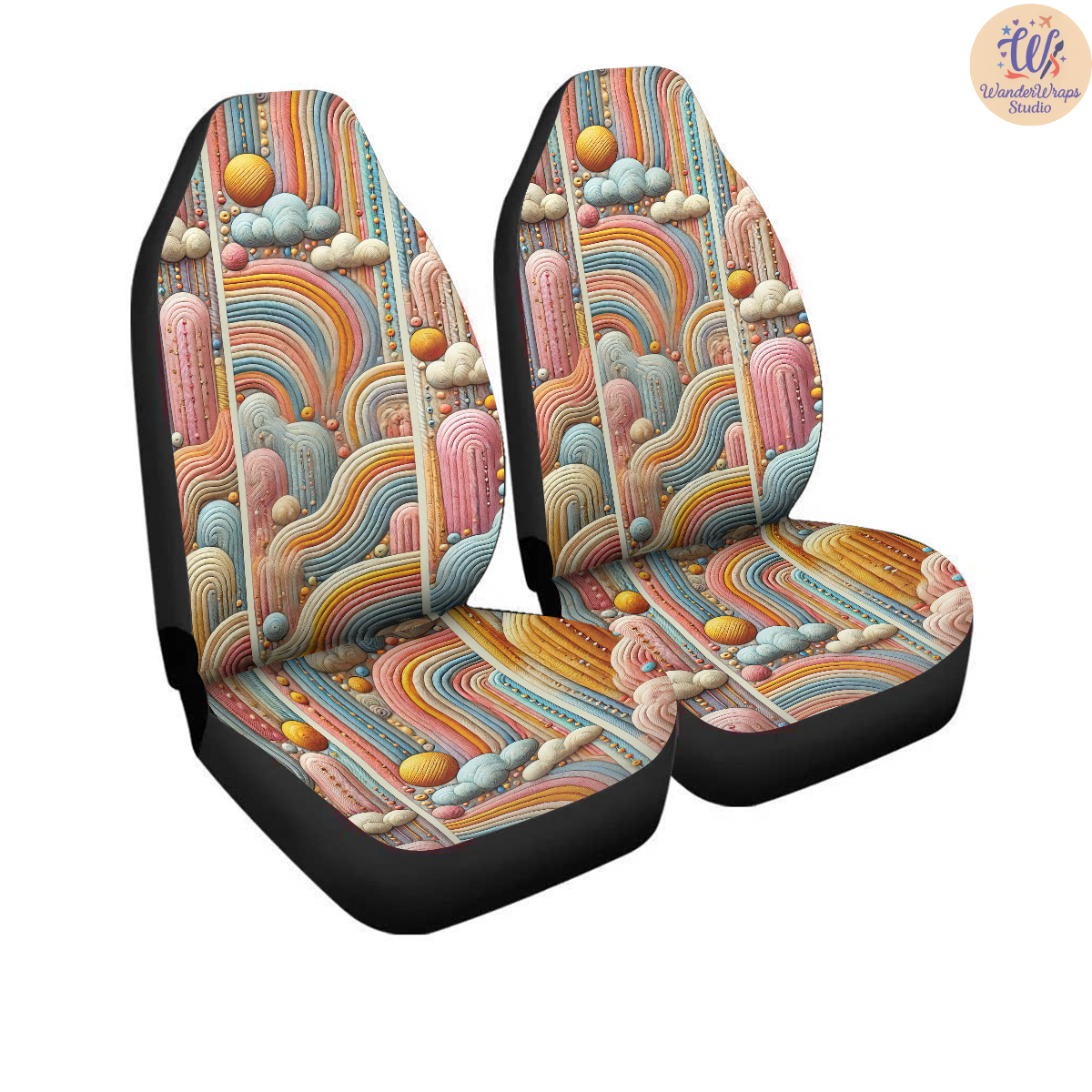Rainbow Boho Car Seat Covers – High Quality Graphic and Polar Fleece Protector Set
