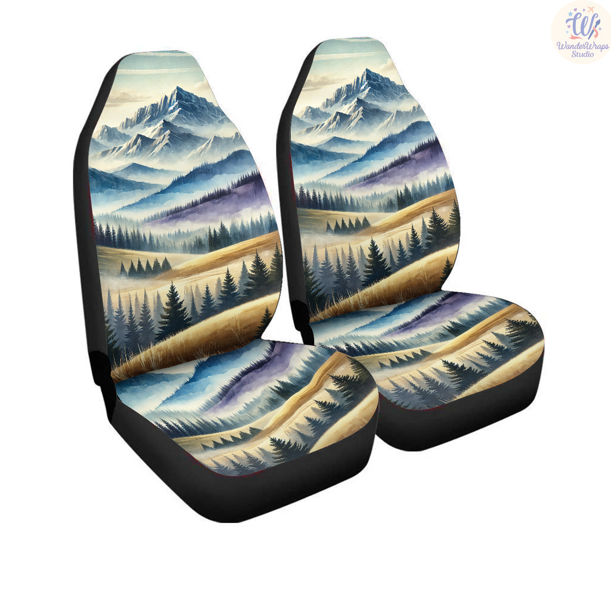 Mountain Landscapes Car Seat Covers – High Quality Graphic and Polar Fleece Protector Set