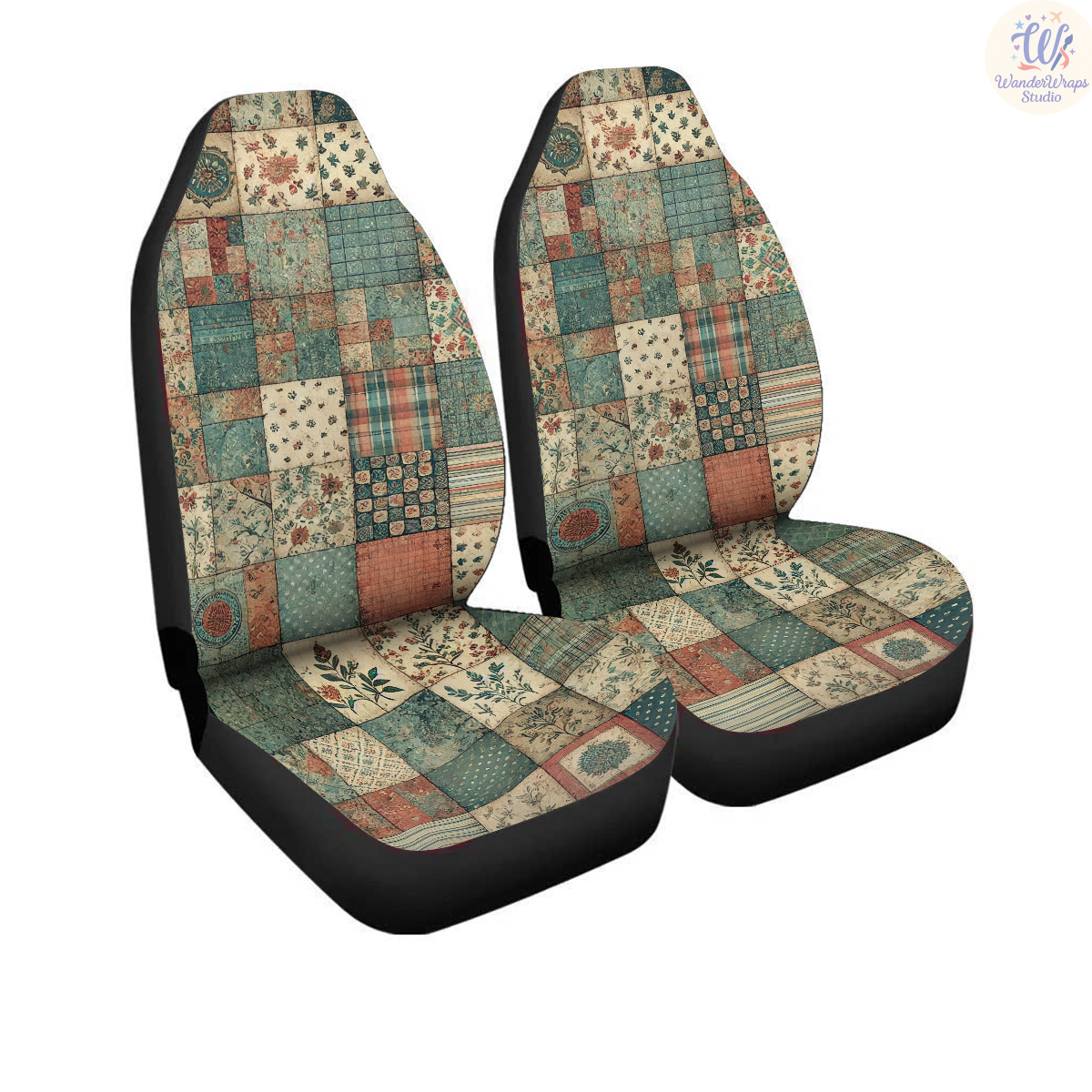 Vintage Patchwork Quilt Car Seat Covers – High Quality Graphic and Polar Fleece Protector Set
