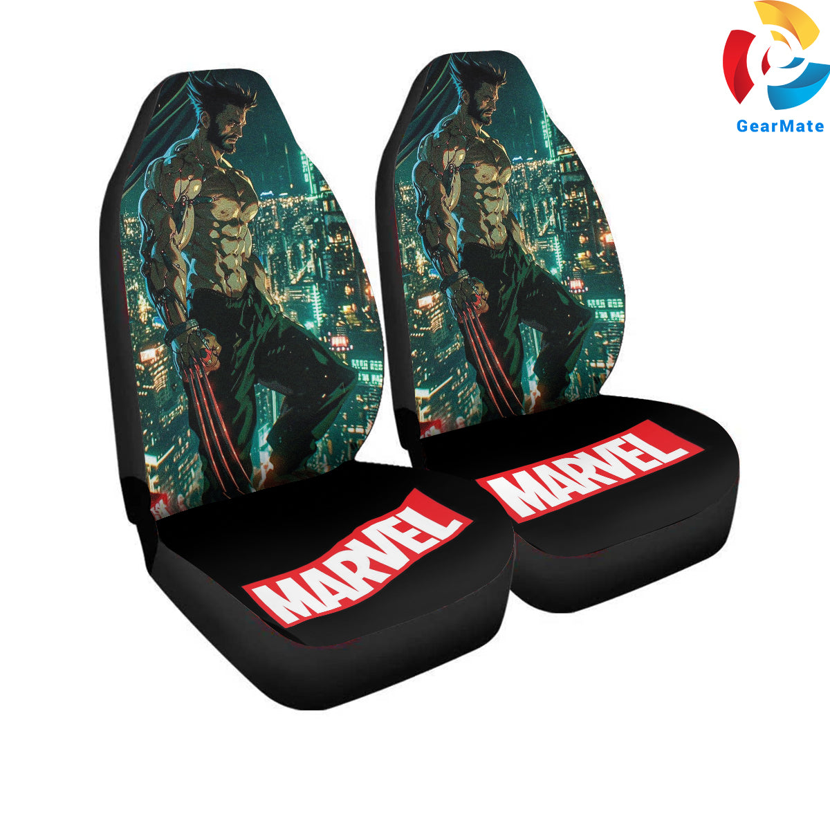 Marvel Wolverine Car Seat Covers – High Quality Graphic and Polar Fleece Protector Set