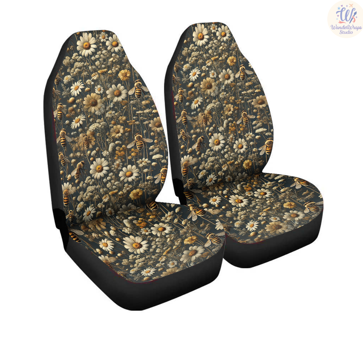 Honey Bee Car Seat Covers – High Quality Graphic and Polar Fleece Protector Set