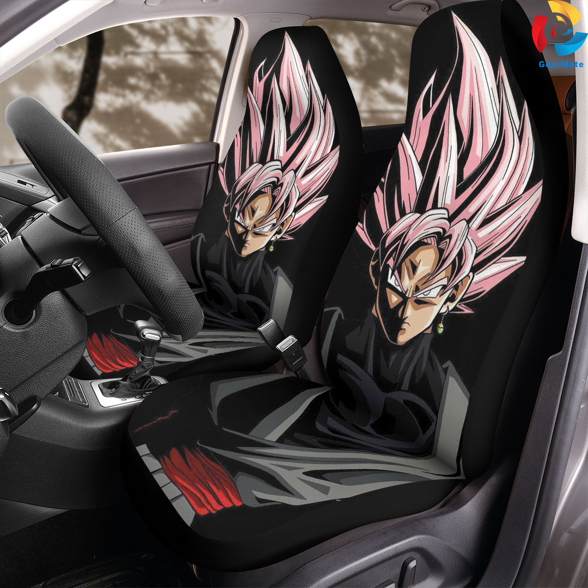 Goku Black Car Seat Covers – High Quality Graphic and Polar Fleece Protector Set