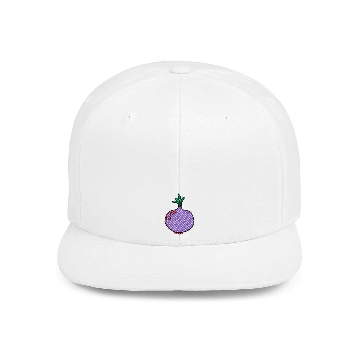 Icons Embroidered Purple Onion Flat Bill Snapback – Lightweight, Custom Fit, Premium Quality