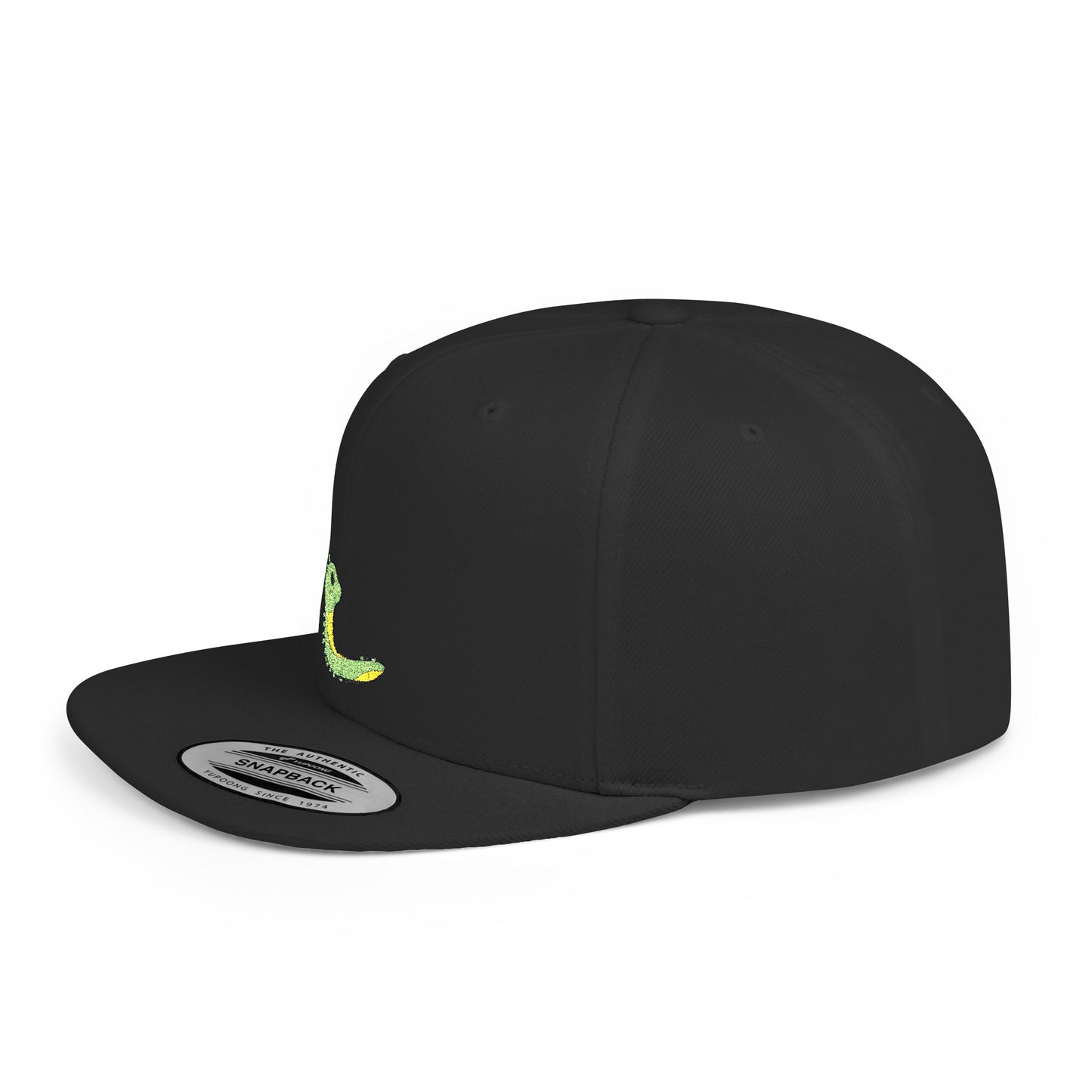 Icons Embroidered Cute Green Worm Flat Bill Snapback – Lightweight, Custom Fit, Premium Quality