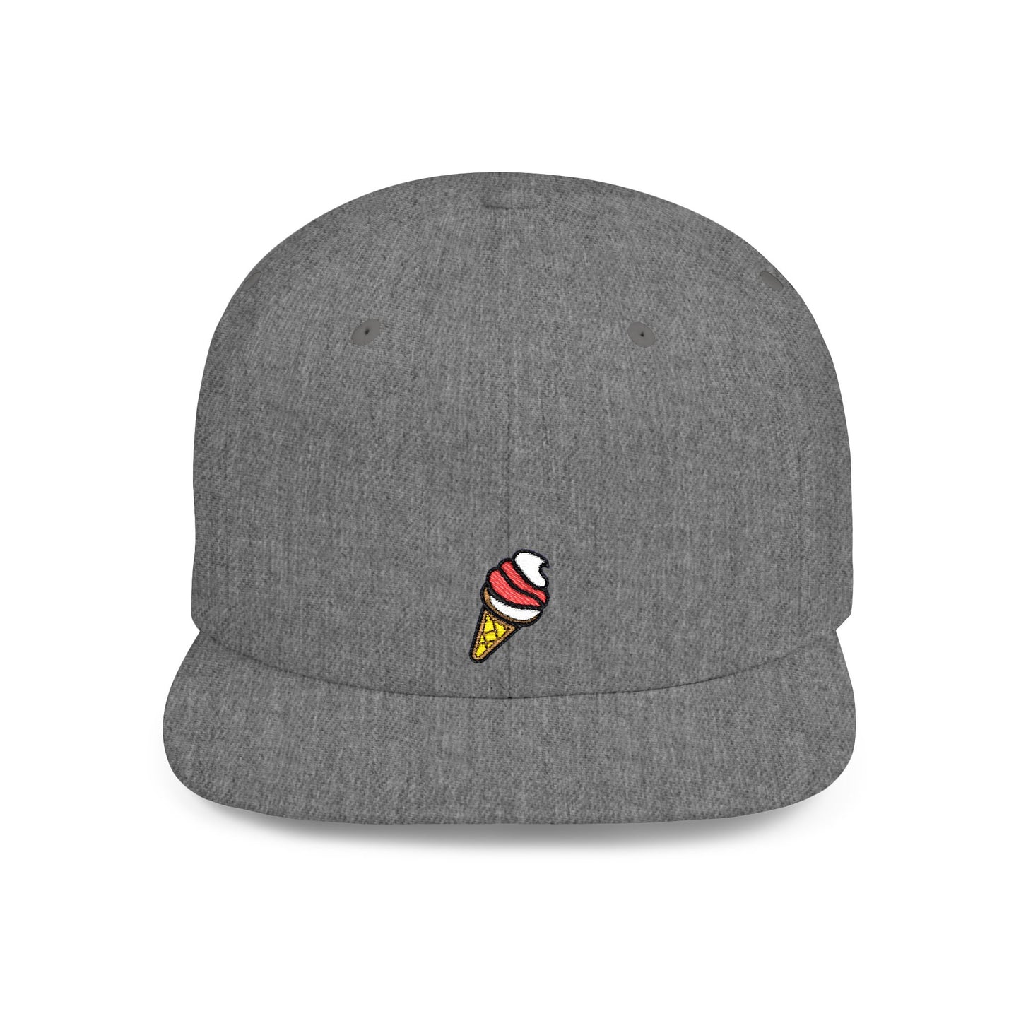 Icons Embroidered Ice Cream Cone Flat Bill Snapback – Lightweight, Custom Fit, Premium Quality
