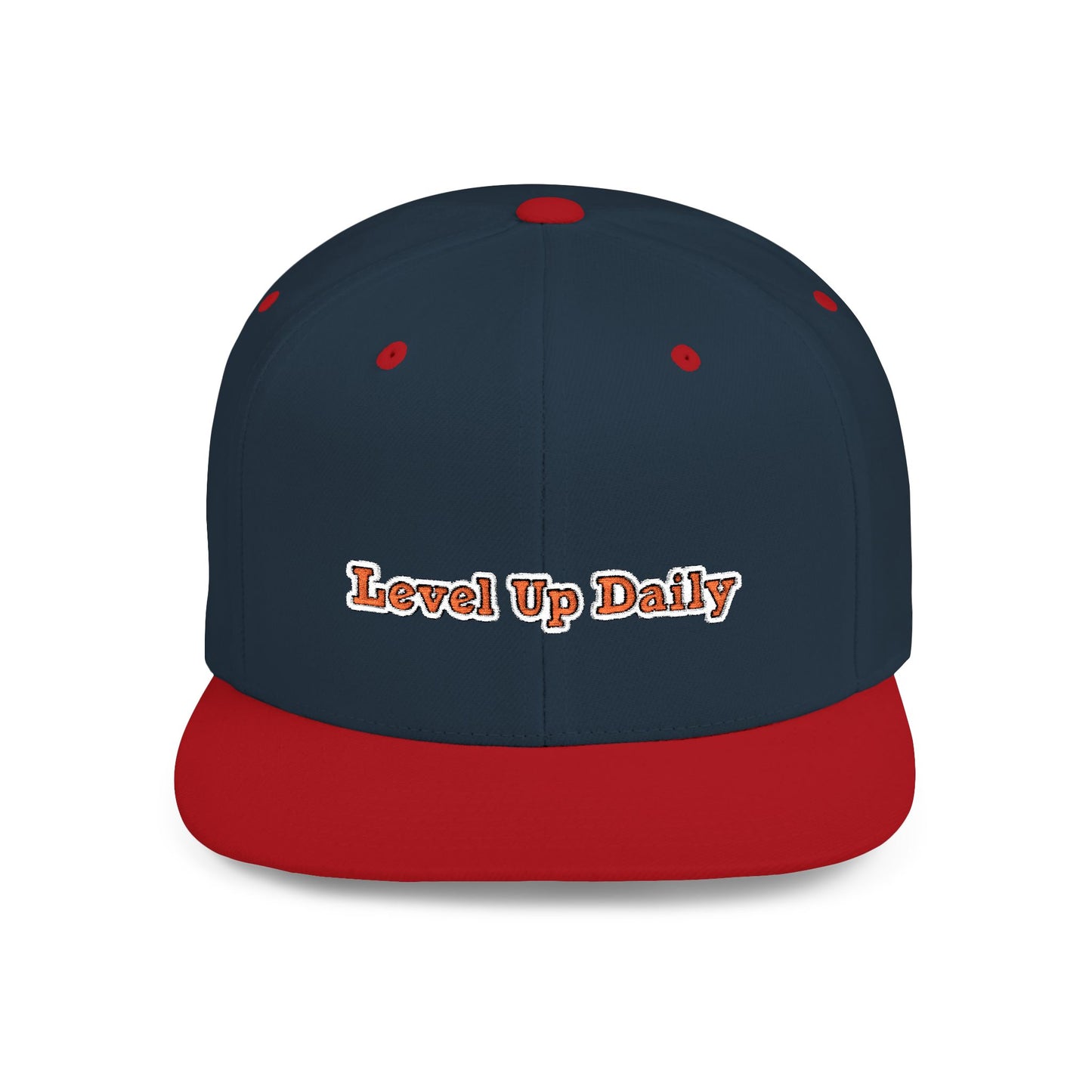 Text Level Up Daily Flat Bill Snapback – Lightweight, Custom Fit, Premium Quality