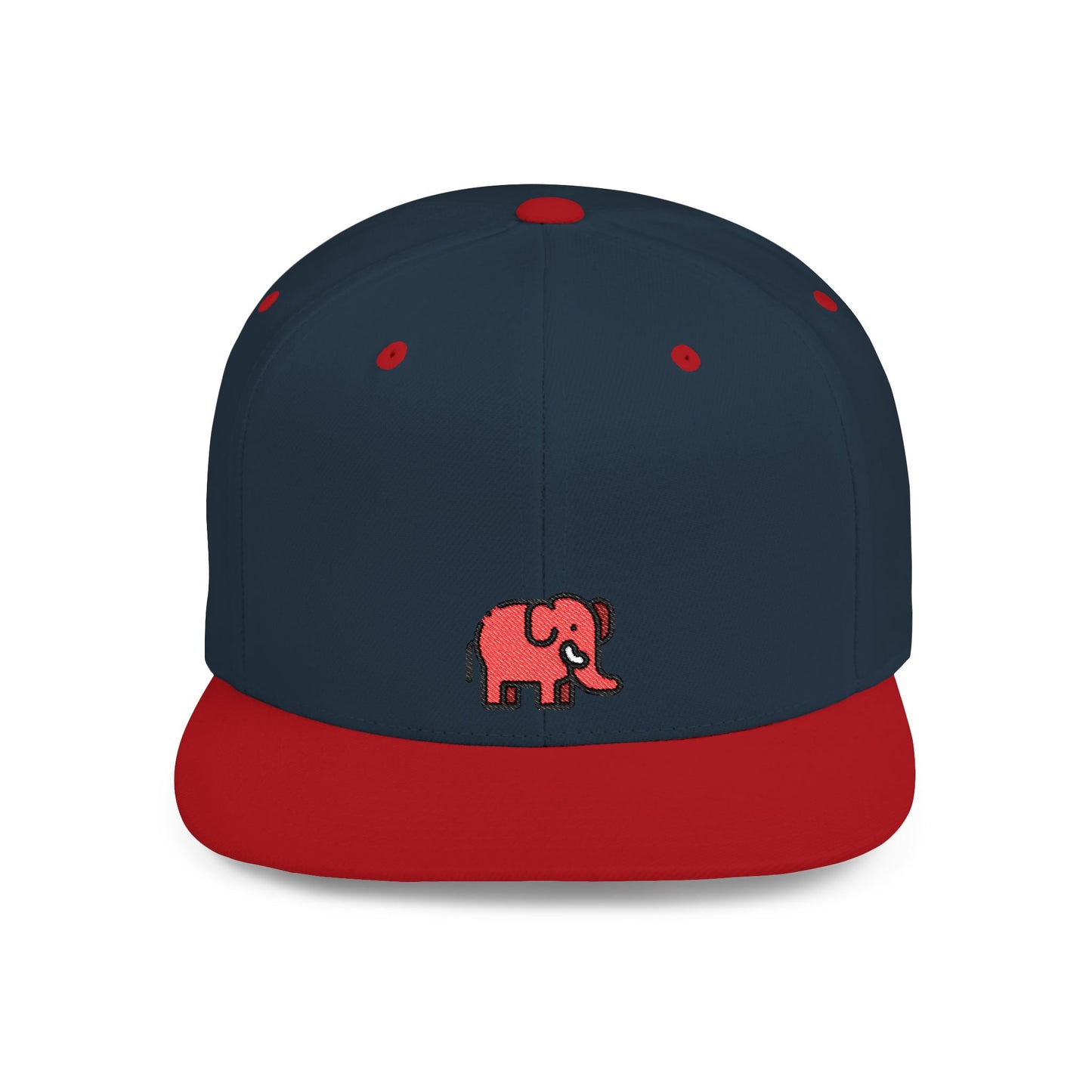 Icons Embroidered Red Elephant Flat Bill Snapback – Lightweight, Custom Fit, Premium Quality