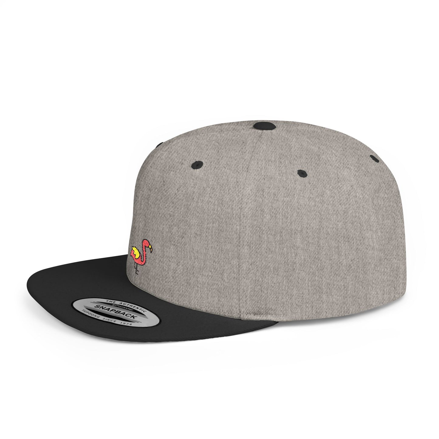 Icons Embroidered Flamingo Flat Bill Snapback – Lightweight, Custom Fit, Premium Quality