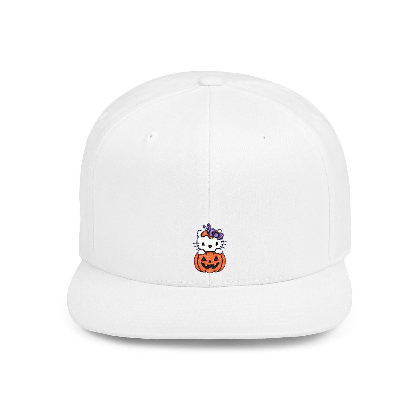 Icons Embroidered Kitty Pumpkin Flat Bill Snapback – Lightweight, Custom Fit, Premium Quality