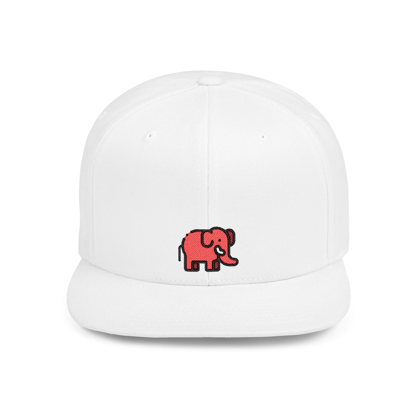 Icons Embroidered Red Elephant Flat Bill Snapback – Lightweight, Custom Fit, Premium Quality