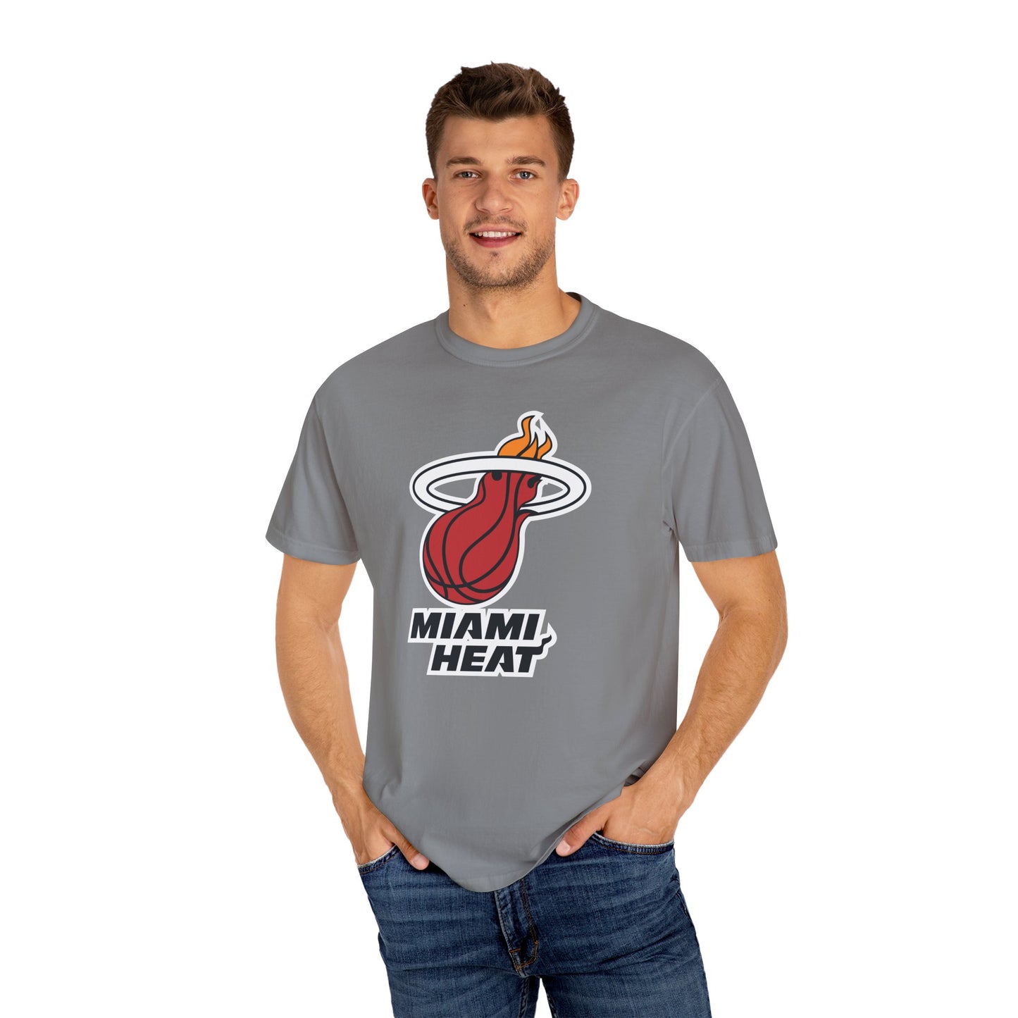 Miami Heat Street Ball Style Garment-Dyed T-Shirt – Premium Cotton Tee for Customization