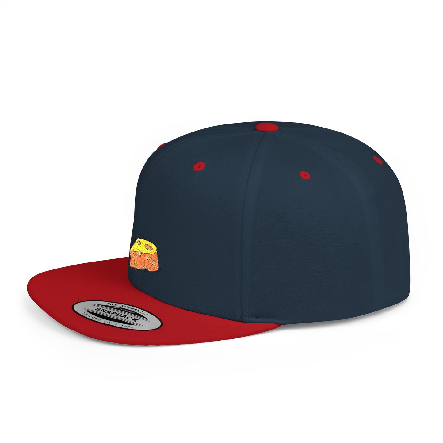 Icons Embroidered Cheese Flat Bill Snapback – Lightweight, Custom Fit, Premium Quality