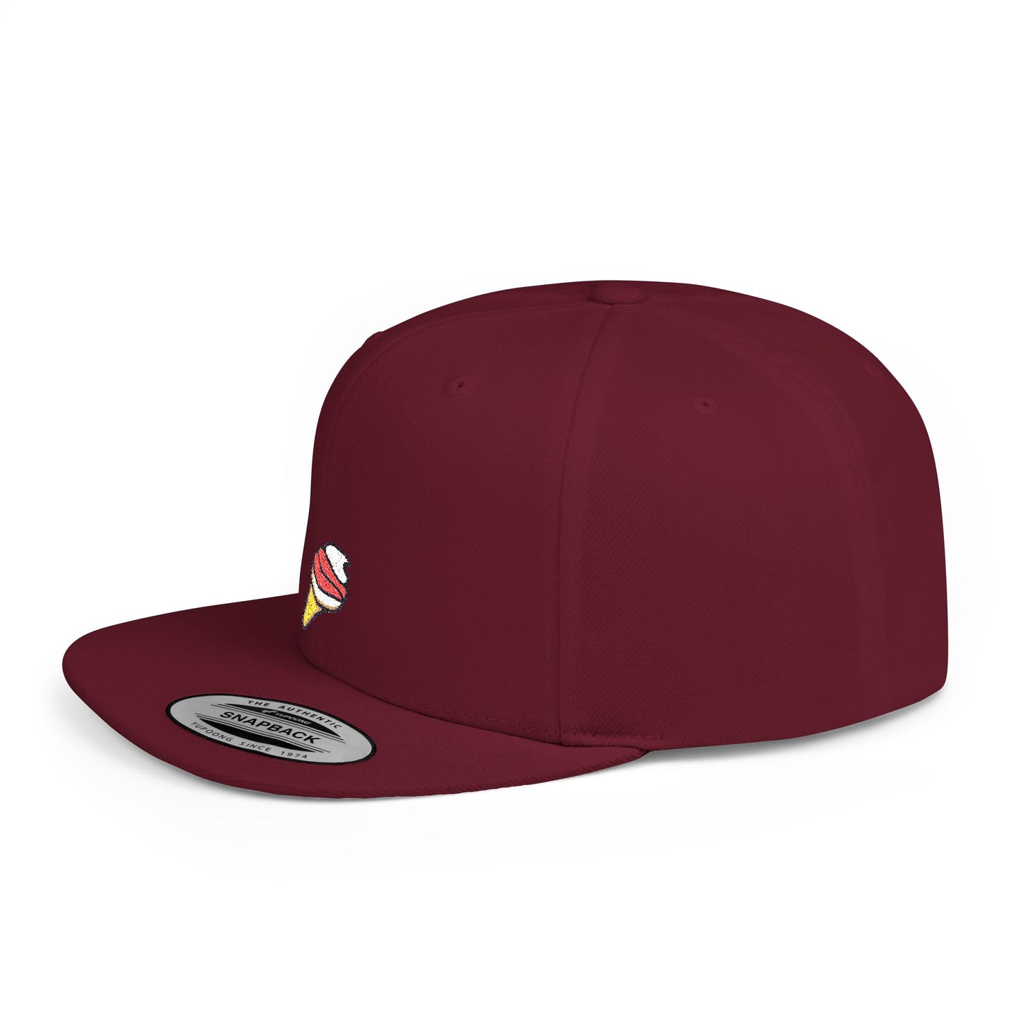 Icons Embroidered Ice Cream Cone Flat Bill Snapback – Lightweight, Custom Fit, Premium Quality