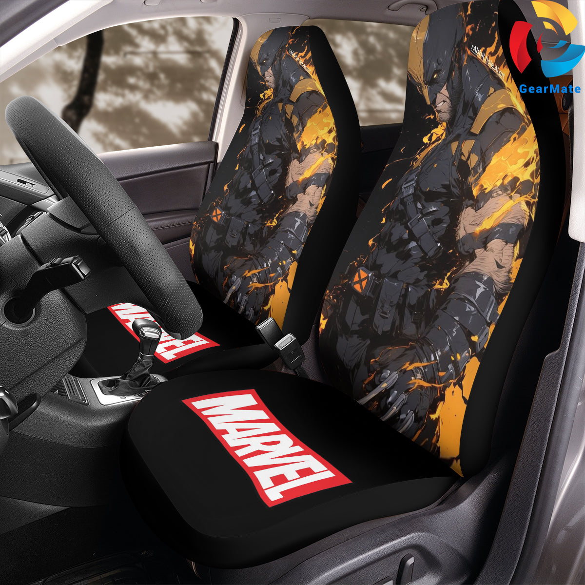 Marvel Wolverine MCU Car Seat Covers – High Quality Graphic and Polar Fleece Protector Set