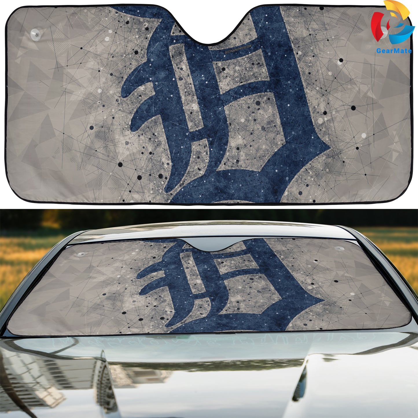 Detroit Tigers MLB Baseball Geometry Reflective Car Sunshade – Premium Heat & UV Protection, Universal Fit