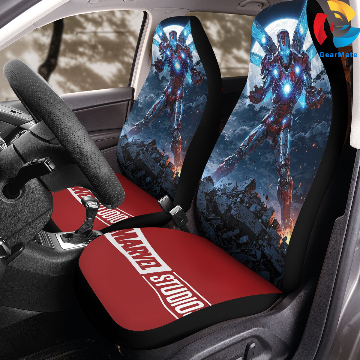 Marvel Iron Man Marvel Legends Car Seat Covers – High Quality Graphic and Polar Fleece Protector Set