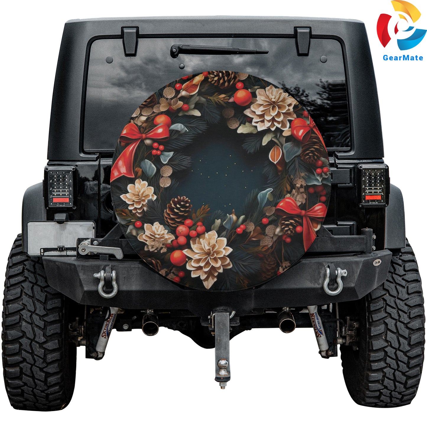 Merry Christmas 2024 Holiday Wreath Spare Tire Cover – Premium Waterproof UV Resistant Protector