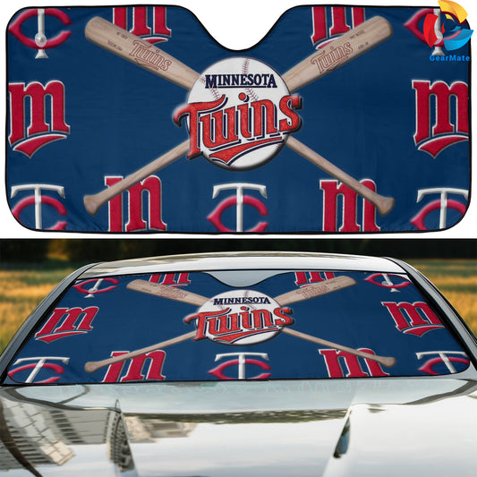 Minnesota Twins MLB Baseball Bats and Logos Reflective Car Sunshade – Premium Heat & UV Protection, Universal Fit