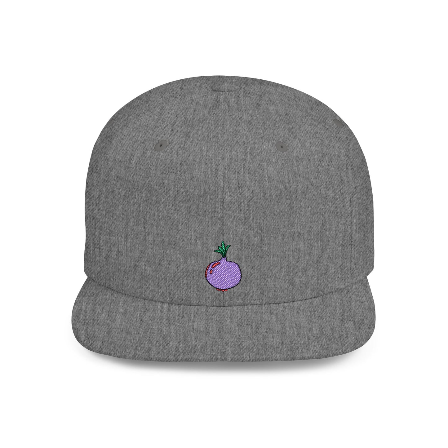 Icons Embroidered Purple Onion Flat Bill Snapback – Lightweight, Custom Fit, Premium Quality