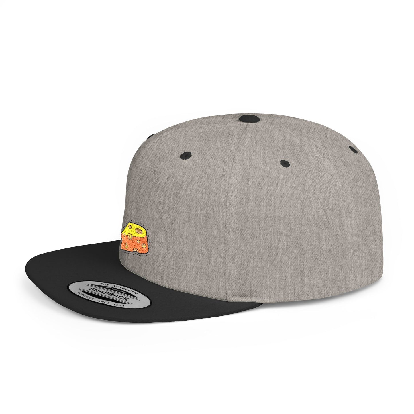 Icons Embroidered Cheese Flat Bill Snapback – Lightweight, Custom Fit, Premium Quality