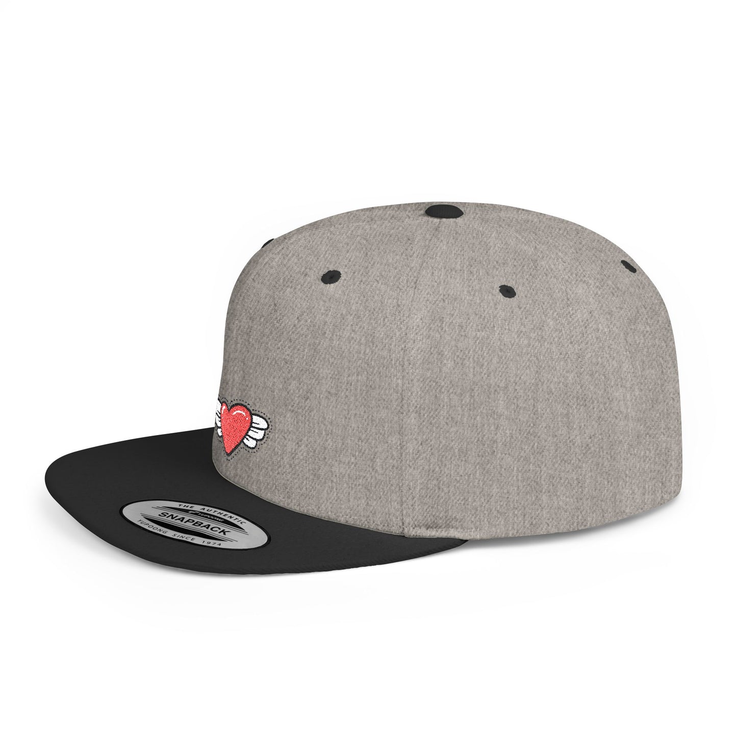 Icons Embroidered Heart Wings Flat Bill Snapback – Lightweight, Custom Fit, Premium Quality