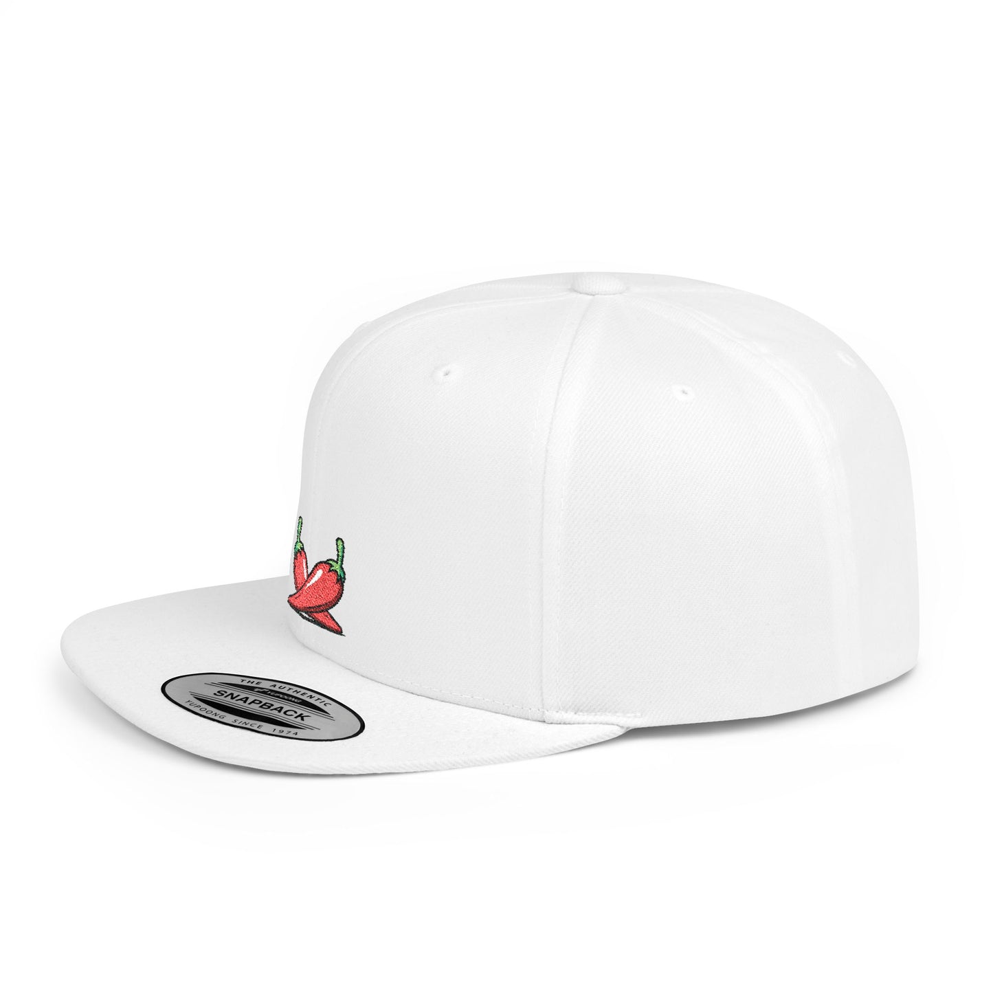 Icons Embroidered Chili Hot Flat Bill Snapback – Lightweight, Custom Fit, Premium Quality