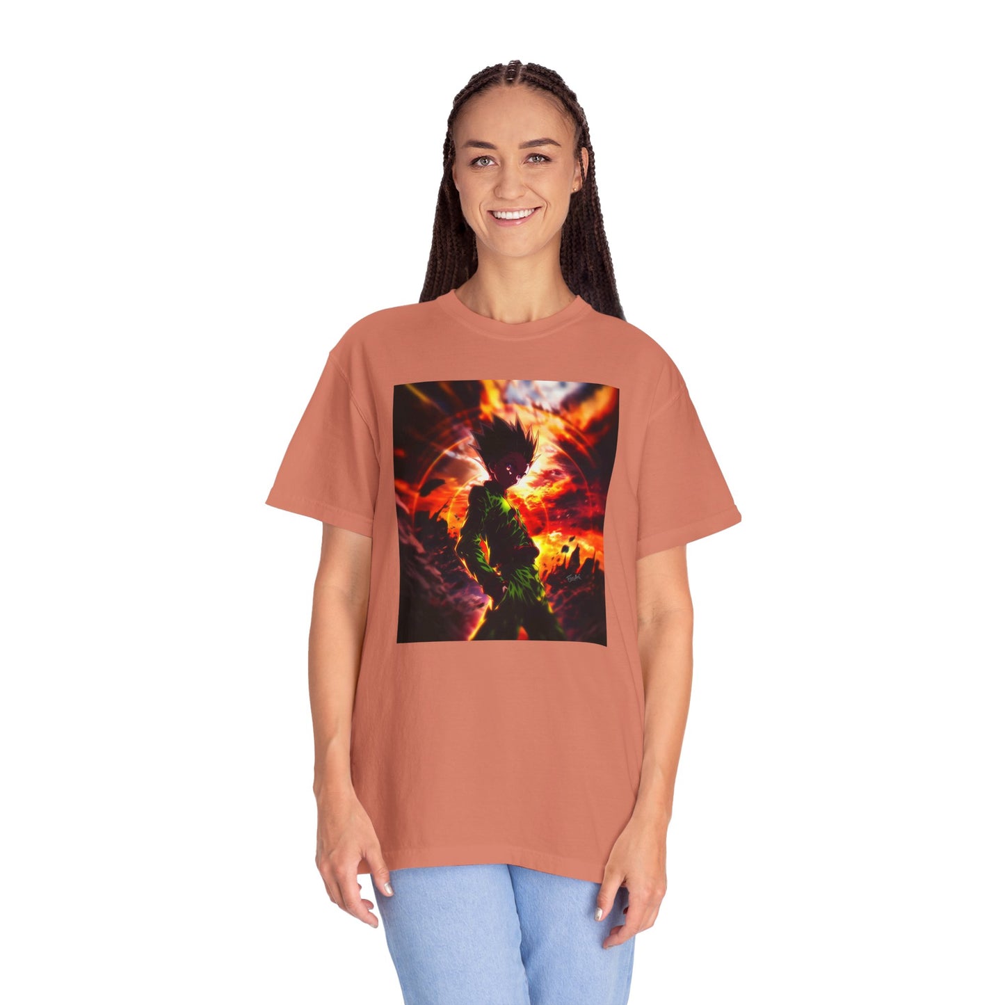 Hunter x Hunter AMOLED Gon Freecss Garment-Dyed T-Shirt – Premium Cotton Tee for Customization