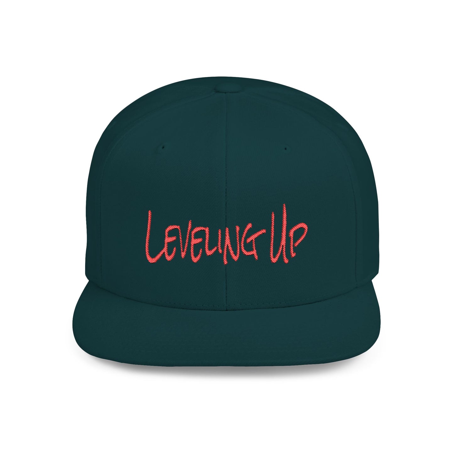 Text Leveling Up Flat Bill Snapback – Lightweight, Custom Fit, Premium Quality