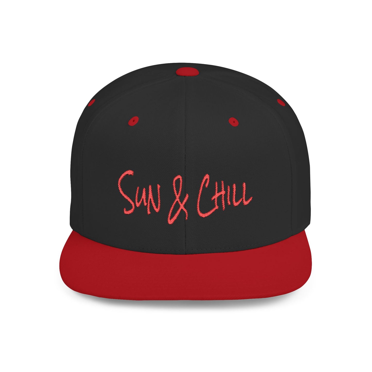 Text Sun & Chill Flat Bill Snapback – Lightweight, Custom Fit, Premium Quality