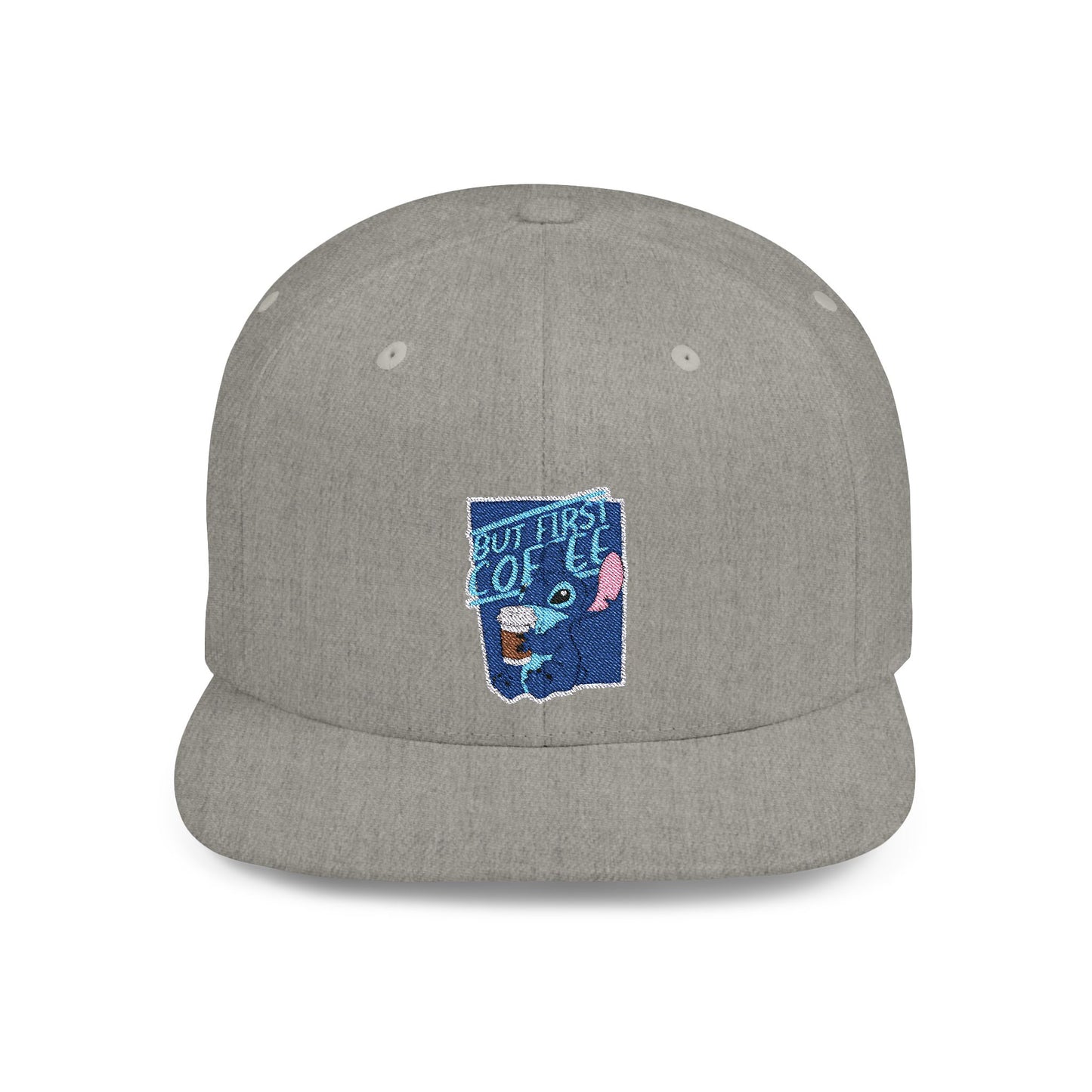 Disney Stitch But First Coffee Flat Bill Snapback – Lightweight, Custom Fit, Premium Quality