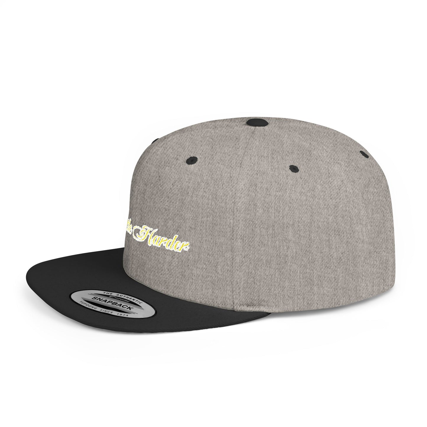 Text Hustle Harder Flat Bill Snapback – Lightweight, Custom Fit, Premium Quality