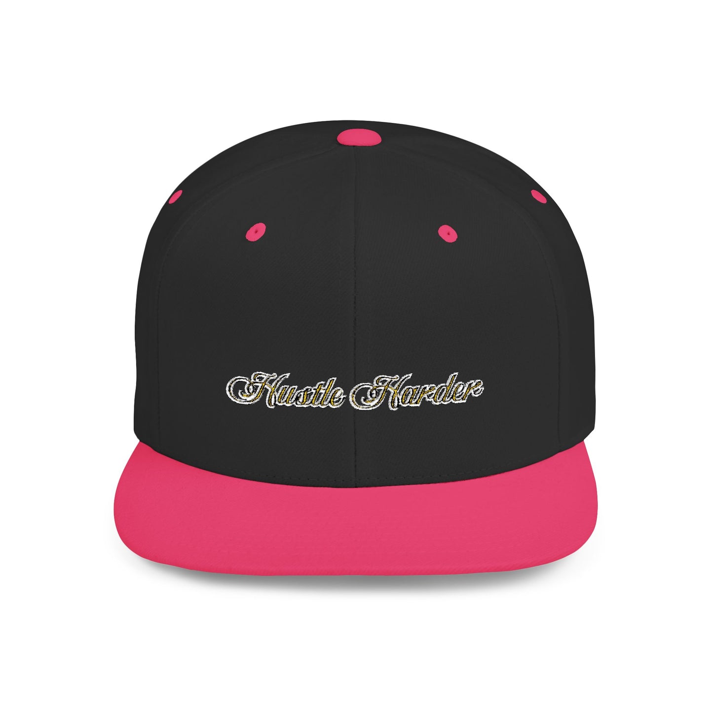 Text Hustle Harder Flat Bill Snapback – Lightweight, Custom Fit, Premium Quality