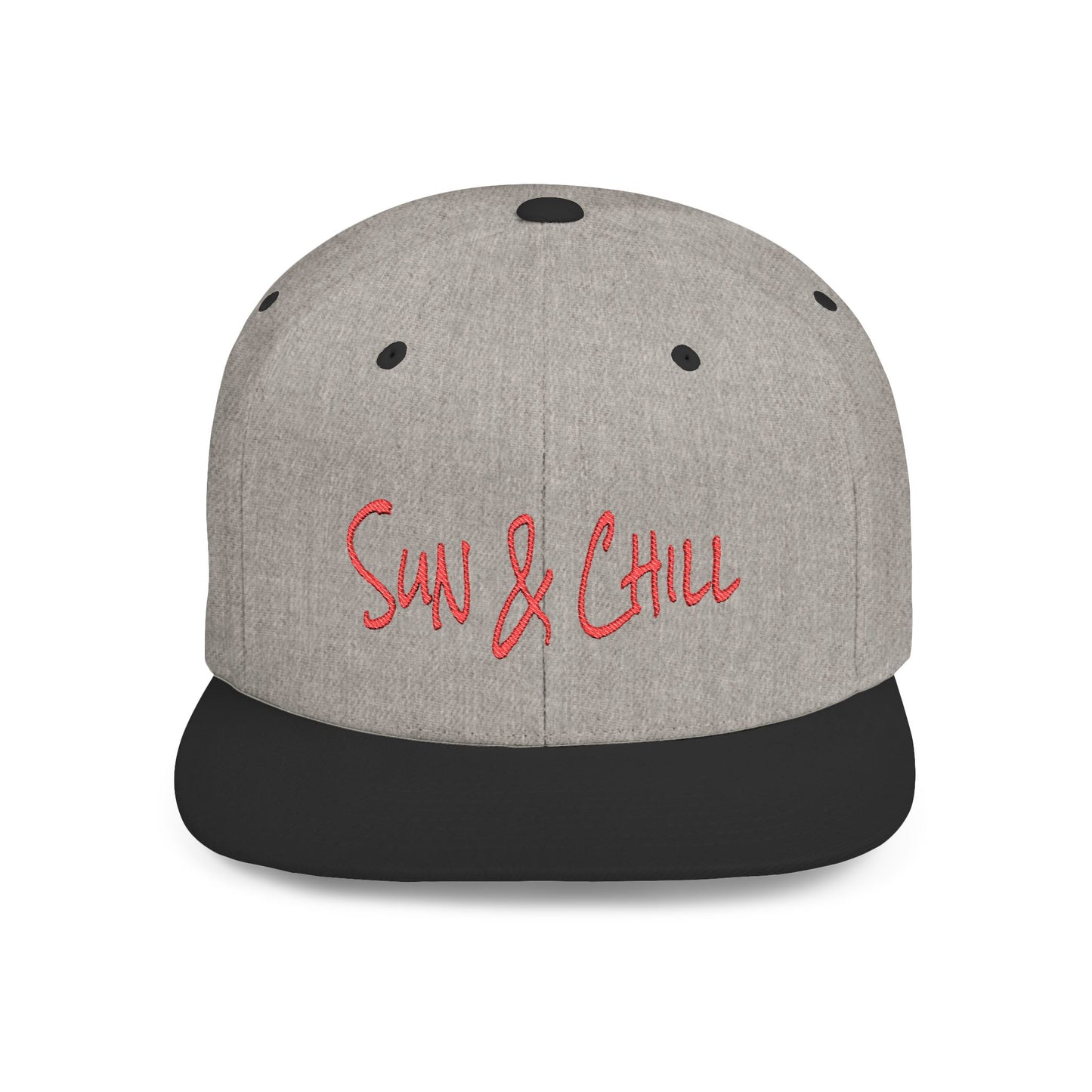 Text Sun & Chill Flat Bill Snapback – Lightweight, Custom Fit, Premium Quality