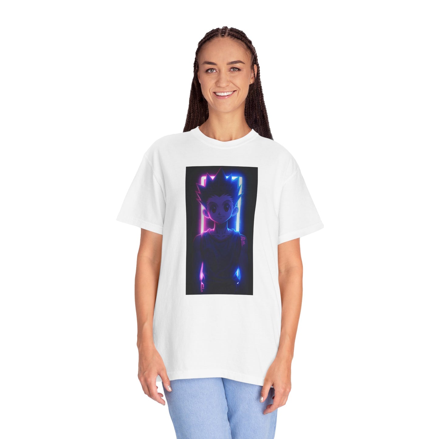 Hunter x Hunter Neon Art Garment-Dyed T-Shirt – Premium Cotton Tee for Customization